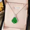Collar de acero de titanio con cadena para clavícula femenina, imitación de calcedonia de hielo alta natural, Buda, accesorios de regalo de cumpleaños avanzados, venta al por mayor en vivo