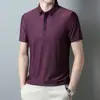 Camiseta de manga corta para hombre, seda de hielo fresca, nuevo cuello, joven y de mediana edad, fina, sin costuras, camisa POLO, tendencia, venta al por mayor
