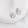 Aço Titânio Banhado a Vácuo Cor Ouro Real 14K Conserva Cor Pingente Flor Margarida Gota de Óleo Contas Espaçadoras Flor Rosa Acessórios para Joias DIY