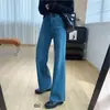 Jeans acampanados de tiro alto, ajuste ceñido, elásticos en cuatro direcciones, que no se pegan, para mujer, pantalones de otoño, pantalones de campana retro de ajuste ceñido
