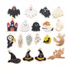 Juego de 19 Escobas Fantasma con Goteo de Aceite, Murciélagos y Sombreros de Mago Temáticos de Halloween, Dijes Creativos para Pulseras y Collares DIY