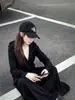 Chamarra sudadera negra con capucha para mujer, cárdigan top ajustado para principios de otoño, falda corta, conjunto de estilo coreano, juego completo