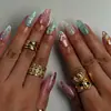 Estilo Tallado de Almendra Transfronterizo Europeo y Americano Uñas Portátiles Populares Estéreo 3D de Alta Calidad Parches de Uñas Postizas con Elemento Marino