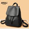Mochila de Comercio Exterior 2025 Nueva Moda Europea y Americana Cuero Suave Borla Mochila Escolar Gran Capacidad Mujeres de Mediana Edad Mochila de Viaje
