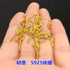 Prata Esterlina S925 Banhada a Ouro Acolchoado Mini Balde Contas Espaçador Cristal Pulseira Corda de Mão Trançada Colar Acessórios DIY Feitos à Mão