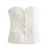 AliExpress Venta al por mayor Verano Nuevo Color Sólido Corsé Top Pantalones Culotte con Textura de Satén de Seda Traje para Mujer