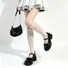 Calcetines de media pantorrilla con lazo de cinta de lunares blancos JK deseo puro blanco seda chica Lolita finos de media pantorrilla ins de moda