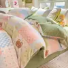 2026 Nuevo Conjunto Cálido de Cuatro Piezas Estilo Fresco Engrosado de Terciopelo de Leche Estampado con Funda de Edredón Individual y Sábana para Uso Doméstico