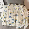 Nuevo conjunto de pijama de dos piezas para mujer estilo coreano de primavera y otoño, rayas blancas y negras vintage, cárdigan con cuello, manga larga, pantalón largo, conjunto casual para casa