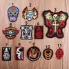 Parches Bordados al por Mayor Insignias Bordadas por Computadora Estilo Punk Cráneo Colorido Cruz Emblema de Cobra Parches