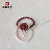 Anillo de Cinabrio Piedra Cruda Arena Dorada Púrpura Cuentas Pixiu Flor Rosa Anillo de Espinela Anillo Elástico Suministro en Vivo