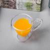 Venta al por mayor de fábrica taza de vidrio de doble capa creativa en forma de corazón taza de amor taza de jugo taza para bebidas taza de café con asa taza loge