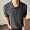 Camiseta Trendy de Estilo Americano para Hombre, Marca Ins, Cuello de Solapa, Manga Corta, Holgada, Talla Grande, Versátil, Camiseta de Verano con Cuello Mao de Media Manga