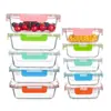 Caja de Almacenamiento de Vidrio Transfronteriza, Bol de Vidrio, Bol de Vidrio de Alto Borosilicato Sellado para Refrigerador, Apto para Microondas, Lonchera para Conservar la Frescura