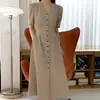 Las tallas se han actualizado: Vestido de estilo coreano, cuello de cuadros finos estilo francés, manga abullonada, fruncido en la cintura, de un solo botón