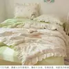 Juego de Cubrecolchón de Verano Estilo Princesa Todo Algodón, Juego de Cuatro Piezas, Colcha de Verano de Algodón Puro de Soja, Lavable a Máquina, Colcha de Aire Acondicionado