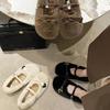 Zapatos de felpa para mujer 2023 otoño e invierno Nuevos zapatos planos de exterior cálidos de algodón tipo guisante forrados de vellón