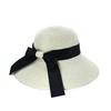 Sombrero de paja tejida en papel con ala de cuenco y lazo protección solar sombrero de paja a prueba de viento sombrero de sol sombrero de paja para viajar sombrero de dama para adelgazar la cara