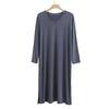Pijama Masculino de Modal Criptografado com Decote em V Longo Acima do Joelho Manga Longa Bandeira Caída Vestido Robe de Banho Exlongado Camisola