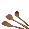 Espátula de madera, cucharón de sopa de doble mango, utensilios de cocina al por mayor, espátula para sartén antiadherente, juego de utensilios de cocina, juego de cuatro piezas para saltear