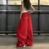 Calças cargo brancas estilo americano de perna larga para paraquedista, para homens e mulheres, tendência de verão para dança de rua hip-hop, soltas, secagem rápida, calças esportivas