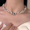 Colar de zircônia com diamantes e flash de luxo leve e moderno, design de nicho, temperamento de senso alto, elegante, tudo combinando, corrente de clavícula