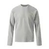 Camiseta de Manga Larga con Cuello Redondo Estilo Retro Americano 11Kn para Hombres y Mujeres, Estilo Básico, Ajuste Delgado, Secado Rápido, Antibacteriana, Camiseta Base de Ajuste Holgado