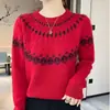 Suéter de Punto Jacquard Otoño/Invierno 2025 Nuevo Jersey Adelgazante Ropa Exterior Casual para Mujer Top Base