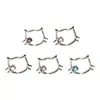 Stud de Labio de Aleación de Titanio F136 Stud de Oreja de Gato Kitty Orejera de Hueso de Oreja Incrustada de Circonita Dibujo Animado Lindo Cabeza de Joyería para Piercing de Titanio G23