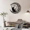 Decoración de arte de pared de gato de luna de hierro forjado transfronteriza, decoraciones de silueta de metal, decoraciones colgantes para interiores, sala de estar