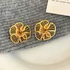 Moda Coreana Elegante Brincos Plissados com Recorte de Flor Versátil para o Dia a Dia Acessível Luxo de Ponta Nicho Brincos Estilosos para Mulheres