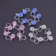 无耳洞隐形耳夹 磨砂珠子U形无痛环保透明树脂耳夹  diy饰品配件