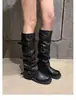 Botas de Caballero Retro de Tacón Grueso Melard de Media Pantorrilla con Push-Up para Mujer 2026 Estilo Coreano Nueva Tendencia Botas Largas Adelgazantes para Piernas