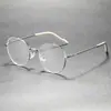 Gafas Planas de Diseño Artístico Retro con Marco Metálico Delgado, Gafas Planas Redondas de Moda y Versátiles Ultraligeras para Viajar Wm69161