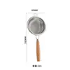 Acero Inoxidable 304 Grado Alimenticio Colador Malla Filtro Cuchara Mango Corto Haya Madera Sólida Jugo Horneado Pequeño Tamiz de Harina