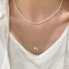 Collar de perlas y cuentas de doble capa con estrella de circón estilo francés, cadena para la clavícula de lujo ligero de alta gama, accesorio versátil
