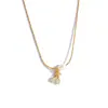 Collar Colgante de Fruta Nuevo de Otoño Estilo Europeo y Americano para Mujer Cadena de Clavícula con Colgante de Cereza de Diamante de Oro de 18 Quilates Set