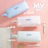 Estuche para lápices lindo de estilo ins coreano, color macarrón, estampado, para estudiante, gran capacidad, portátil, multifuncional, bolsa para papelería