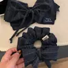 Goma para el Cabello Azul Oscuro Estilo Coreano con Lazo, Personalizada y Versátil para Moño, Nuevo Accesorio para el Cabello