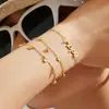 Design minimalista estilo francês com cravação de zircônia, série de pingentes múltiplos, aço inoxidável banhado a ouro 18k, pulseira e colar de joias femininas
