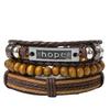 Pulsera de letras de nueva esperanza popular europea y americana para fotografía callejera, pulsera de tres piezas de piel de vaca, joyería de moda al por mayor