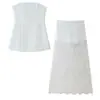 Conjunto de Dos Piezas para Mujer de Exportación Transfronteriza Europea y Americana, Nuevo Traje Casual, Top Tubo a la Cintura, Falda de Encaje de Cintura Alta
