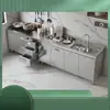 Armários de Cozinha Integrados de Aço Inoxidável com Fogão Simples, Armazenamento Rural e Armários Totalmente Montados para Pequenas Residências