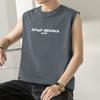 Camiseta sin mangas de algodón puro para hombre, estilo americano, con estampado de letras y cintura fina, para deportes de fitness y baloncesto, a la moda, de verano