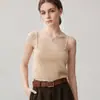 Camisole de tricô simples de cor sólida, versátil e casual, com alças finas para mulheres, top cropped curto de cashmere sem alças