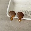 Pendientes Retro de Madera y Piedra Natural para Mujer, Diseño de Nicho, Únicos, Exquisitos, Modernos y Versátiles