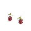 Brincos de Gancho Vintage Doces Exquisitos Tecidos à Mão Cor Vinho Tinto Framboesa Fruta Romã Prata 925