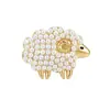 Broche Nuevo Lindo Forma de Oveja con Pedrería Perla para Mujer Aleación Animal Corsage Moda Versátil Accesorio Transfronterizo
