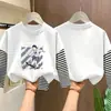 Camiseta de Manga Larga Falsa de Dos Piezas para Niños 2026 Nueva Primavera y Otoño Camiseta Básica de Algodón Puro para Niños Ropa de Otoño para Niños Mayores