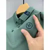Camisa Polo de manga curta bordada masculina luxo leve casual de verão top estilo leve vestuário para homens de meia-idade e jovens Camiseta